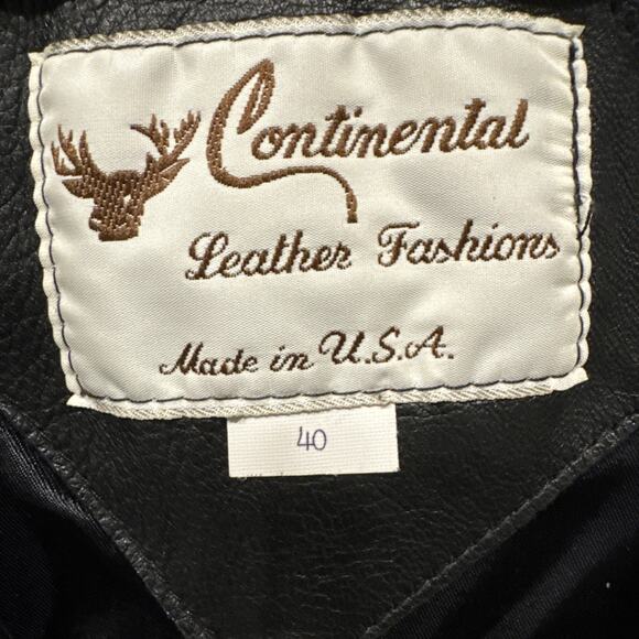 Vintage Continental Leather Fashions Black Vest Western Motorcycle USA Men's 40 - Picture 2 of 8